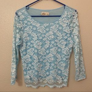 ✨ Hollister Lace Blue Blouse Baby Blue Size Large